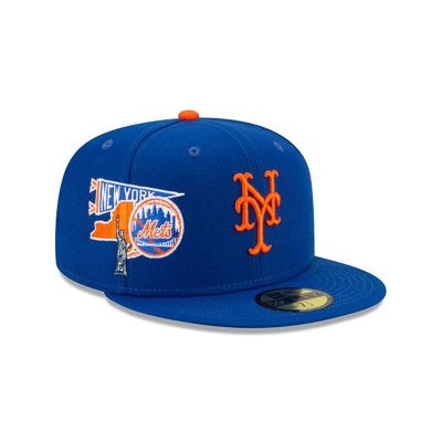 Blue New York Mets Hat - New Era MLB City Patch 59FIFTY Fitted Caps USA8029365